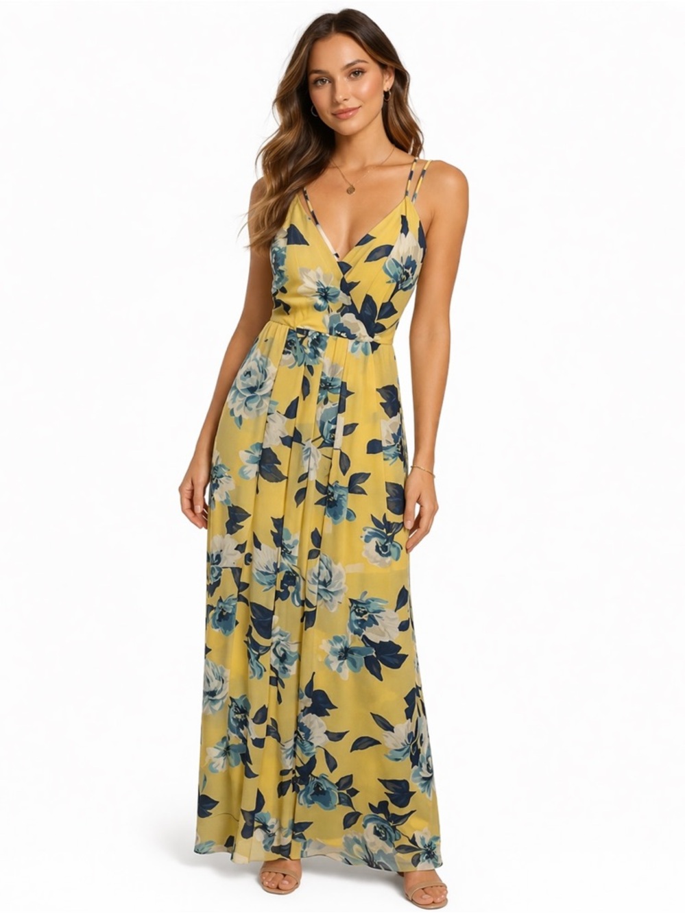 NWT Active USA Yellow Floral Maxi Dress Small Summer